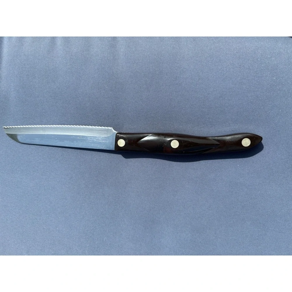 CUTCO 3721 KK Santoku Style Trimmer Serrated Knife Classic Brown Handle - Picture 4 of 5